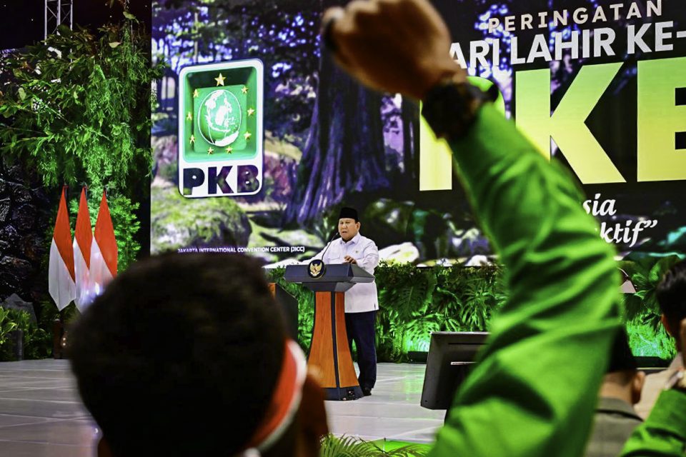 Presiden Prabowo Subianto menghadiri Peringatan Hari Lahir ke-27 Partai Kebangkitan Bangsa (PKB) yang diselenggarakan di Jakarta Convention Center (JCC), Jakarta, pada Rabu, 23 Juli 2025. (Foto: BPMI Setpres)